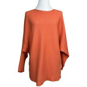 Chicos Orange‎ Metallic Ribbed Dolman Sleeve Sweater Boat Neck Size 4 XXL NEW